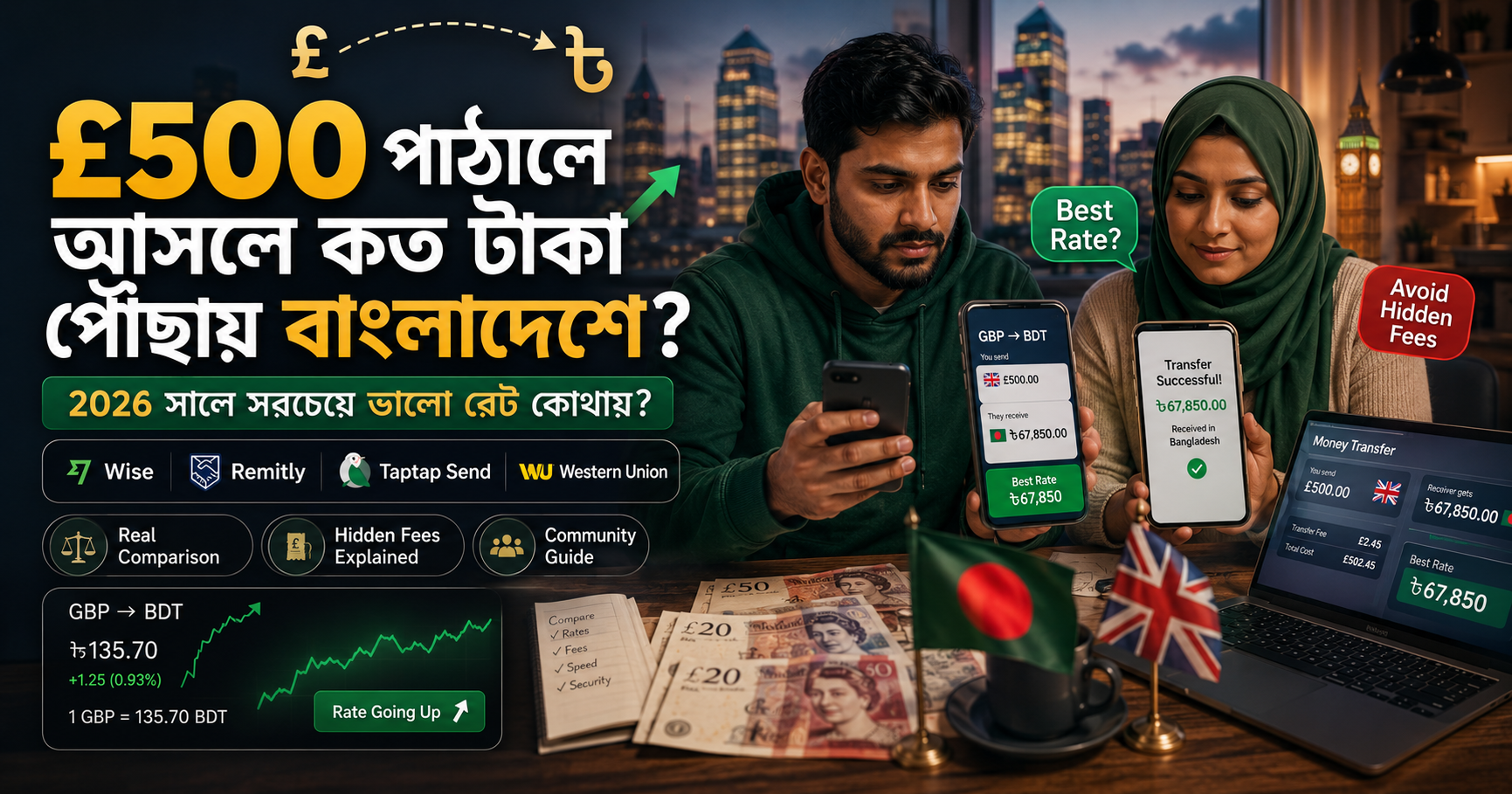 বাংলাদেশে টাকা পাঠানোর সেরা উপায় ২০২৬ | Best Ways to Send Money to Bangladesh from the UK