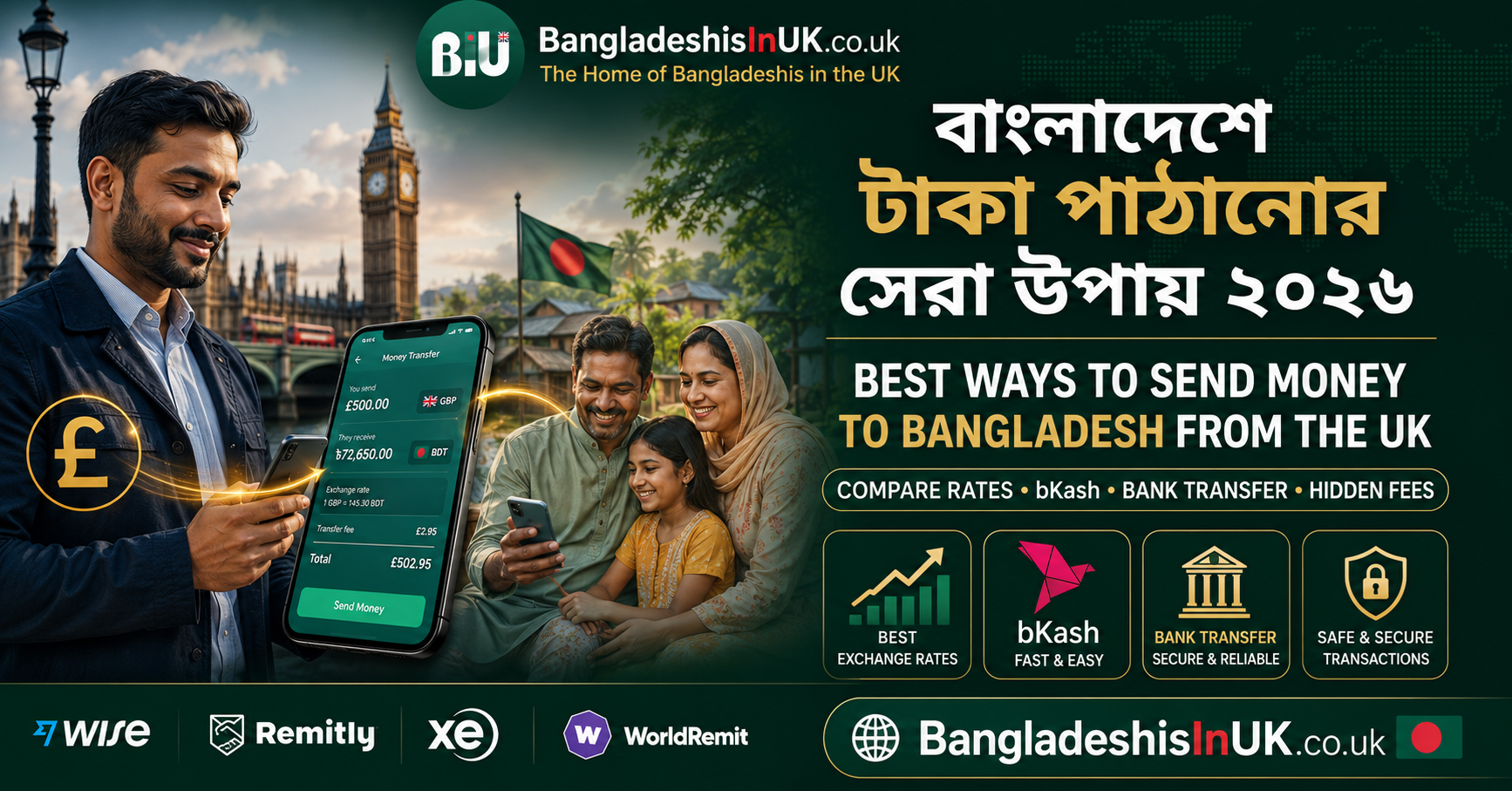 বাংলাদেশে টাকা পাঠানোর সেরা উপায় ২০২৬ | Best Ways to Send Money to Bangladesh from the UK (Rates, bKash &amp; Hidden Fees Explained)
